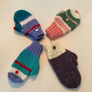 Vibrant Striped Kids Mittens Children